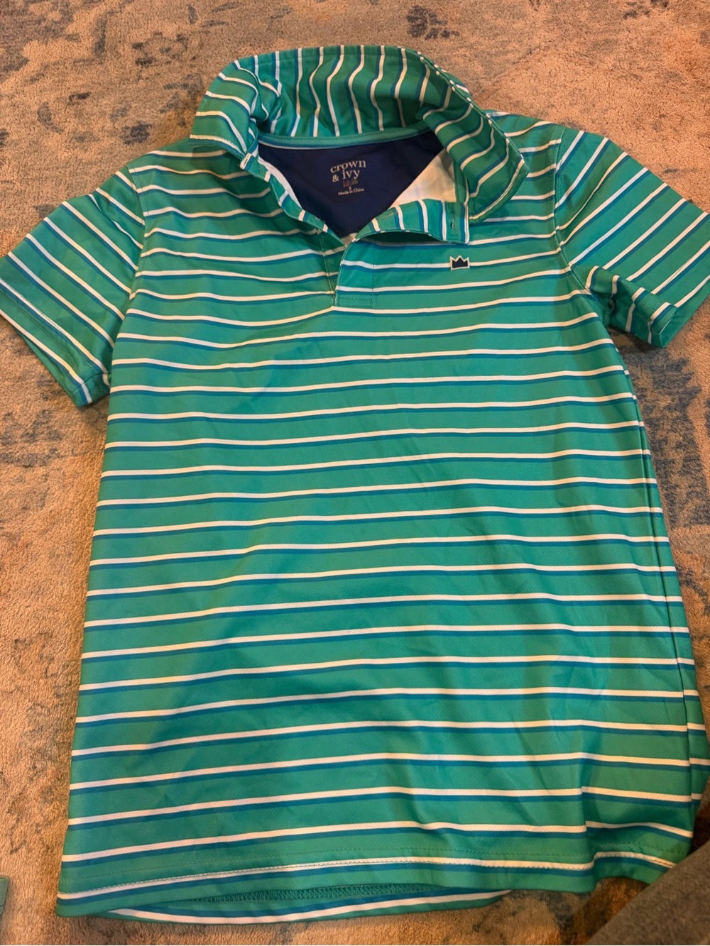 Crown Striped Polo in Green and Teal